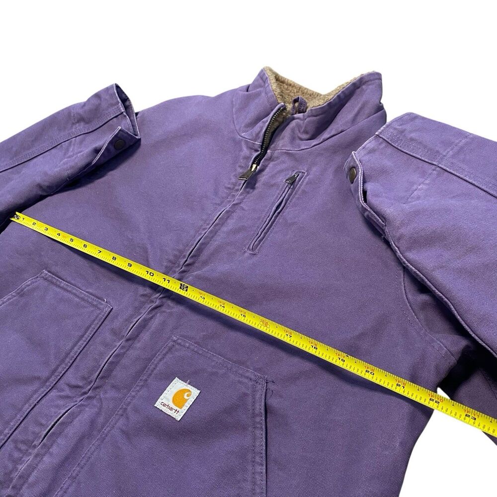 Women’s Carhartt Jacket Coat WJ022 GPE Purple Vintage Style XL Sherpa IRREGULAR - Picture 3 of 8